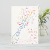 Whimsical Hand Drawn Floral Fun Save the Date Kaart (Staand voorkant)