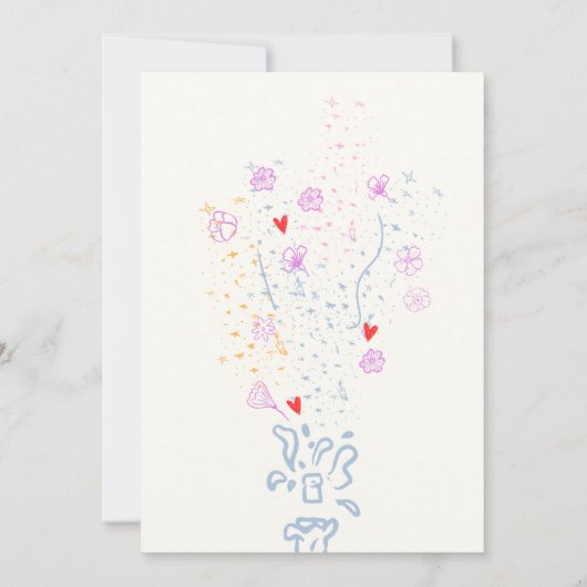 Whimsical Hand Drawn Floral Fun Save the Date Kaart (Achterkant)