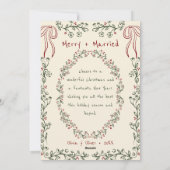 Whimsical Hand Drawn Floral Photo Newlywed Feestdagenkaart (Achterkant)