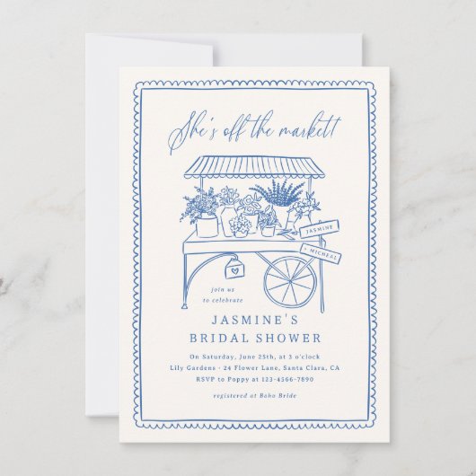 Whimsical Hand Drawn Flower Market Vrijgezellenfee Kaart (Voorkant)