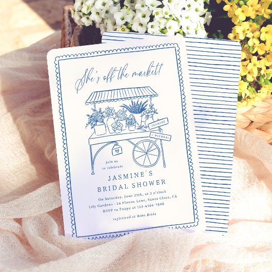 Whimsical Hand Drawn Flower Market Vrijgezellenfee Kaart