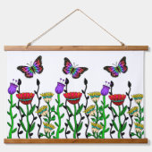 Whimsical Hand Drawn Flowers and Butterflies Hangend Wandkleed (Voorkant)