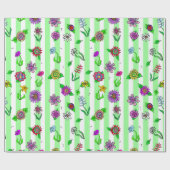 Whimsical Hand Drawn Flowers Cadeaupapier (Vlak)