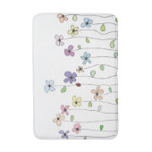 Whimsical Hand Drawn Flowers & Ladybug Bath Mat (Voorkant Verticaal)