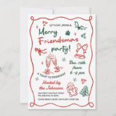 Whimsical Hand Drawn Friendsmas Christmas Party Kaart (Voorkant)