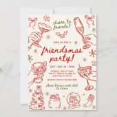 Whimsical Hand Drawn Friendsmas Christmas Party Kaart (Voorkant)