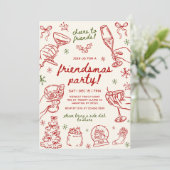 Whimsical Hand Drawn Friendsmas Christmas Party Kaart (Staand voorkant)