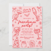 Whimsical Hand Drawn Friendsmas Christmas Party Kaart (Voorkant)