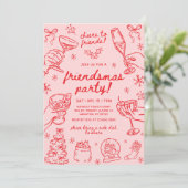 Whimsical Hand Drawn Friendsmas Christmas Party Kaart (Staand voorkant)
