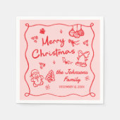 Whimsical Hand Drawn Friendsmas Christmas Party Servet (Voorkant)