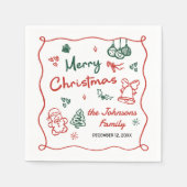 Whimsical Hand Drawn Friendsmas Christmas Party Servet (Voorkant)