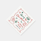 Whimsical Hand Drawn Friendsmas Christmas Party Servet (Hoek)