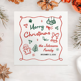 Whimsical Hand Drawn Friendsmas Christmas Party Servet