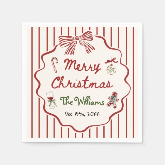 Whimsical Hand Drawn Friendsmas Christmas Party Servet (Voorkant)