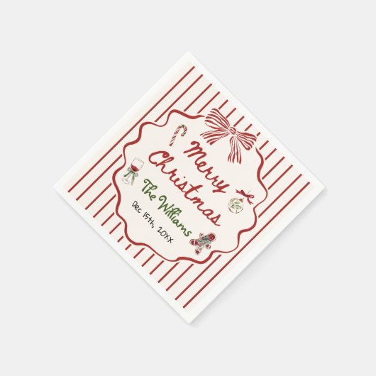 Whimsical Hand Drawn Friendsmas Christmas Party Servet (Hoek)