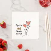 Whimsical Hand Drawn Funky Hearts Wedding Servet (Insitu)
