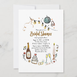 Whimsical Hand Drawn Funky Vrijgezellenfeest Kaart