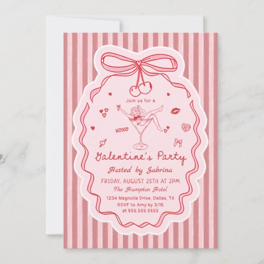 Whimsical Hand Drawn Galentine's Day Invitation Kaart (Voorkant)