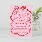 Whimsical Hand Drawn Galentine's Pajama Party  Kaart (Staand voorkant)