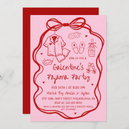 Whimsical Hand Drawn Galentine's Pajama Party Kaart