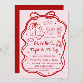 Whimsical Hand Drawn Galentine's Pajama Party Kaart