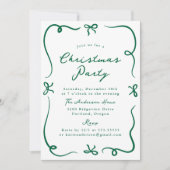 Whimsical Hand-Drawn Green Bows Kerstfeest Kaart (Voorkant)