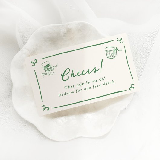 Whimsical Hand Drawn Green Drink Ticket Informatiekaartje