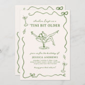 Whimsical Hand Drawn Green 'Tini Bit Older Kaart (Voorkant / Achterkant)