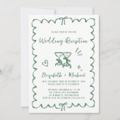 Whimsical Hand Drawn Green Wedding Reception Kaart (Voorkant)