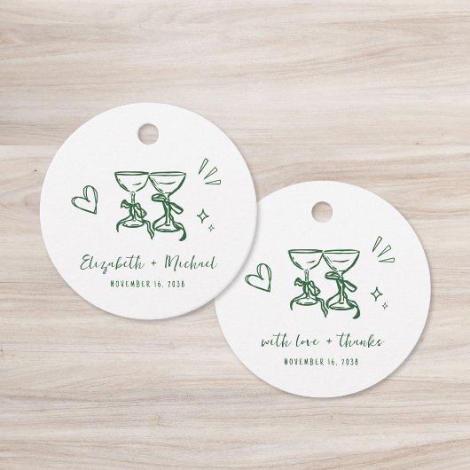 Whimsical Hand Drawn Green Wedding Thank You Bedankjes Labels