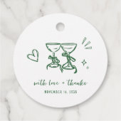 Whimsical Hand Drawn Green Wedding Thank You Bedankjes Labels (Achterkant)