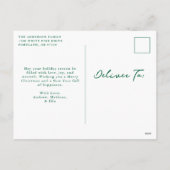 Whimsical Hand-Drawn Groene Bogen Foto Kerstmis Feestdagenkaart (Achterkant)