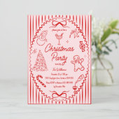 Whimsical Hand Drawn Handwritten Christmas Party Kaart (Staand voorkant)