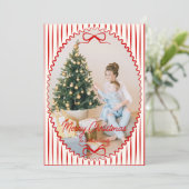 Whimsical Hand Drawn Handwritten Christmas Photo Feestdagenkaart (Staand voorkant)