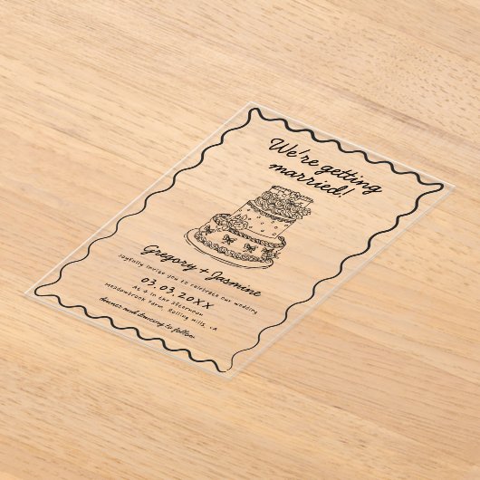 Whimsical Hand Drawn Handwritten Wedding Acryl Uitnodigingen (Laagn)