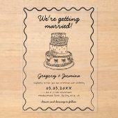 Whimsical Hand Drawn Handwritten Wedding Acryl Uitnodigingen (Voorkant)