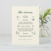 Whimsical Hand Drawn Handwritten Wedding Menu Card Kaart (Staand voorkant)