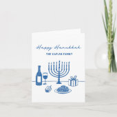 Whimsical Hand Drawn Hanukkah Jewish Trendy Custom Feestdagen Kaart (Voorkant)