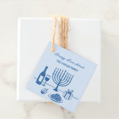 Whimsical Hand Drawn Hanukkah Party Trendy Custom Bedankjes Labels (In situ)