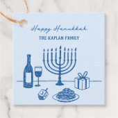 Whimsical Hand Drawn Hanukkah Party Trendy Custom Bedankjes Labels (Voorkant)