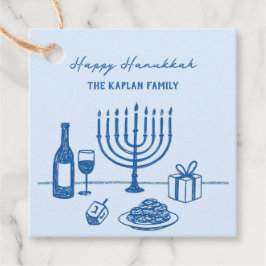 Whimsical Hand Drawn Hanukkah Party Trendy Custom Bedankjes Labels