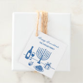 Whimsical Hand Drawn Hanukkah Party Trendy Custom Bedankjes Labels (In situ)