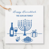 Whimsical Hand Drawn Hanukkah Party Trendy Custom Bedankjes Labels (Voorkant)