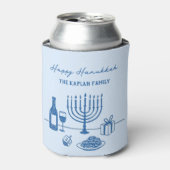 Whimsical Hand Drawn Hanukkah Party Trendy Custom Blikjeskoeler (Blikje Voorkant)