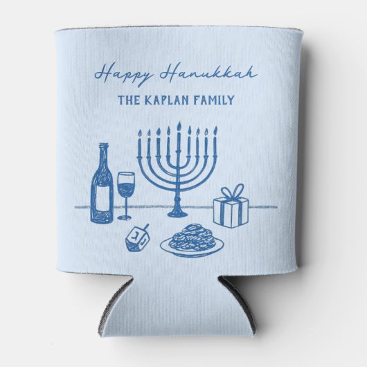 Whimsical Hand Drawn Hanukkah Party Trendy Custom Blikjeskoeler (Voorkant)