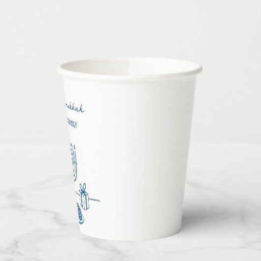 Whimsical Hand Drawn Hanukkah Party Trendy Custom Papieren Bekers (Links)