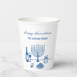 Whimsical Hand Drawn Hanukkah Party Trendy Custom Papieren Bekers