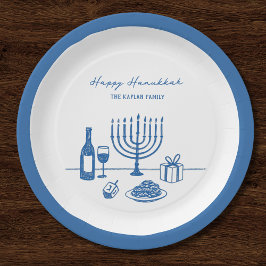 Whimsical Hand Drawn Hanukkah Party Trendy Custom Papieren Bordje