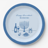 Whimsical Hand Drawn Hanukkah Party Trendy Custom Papieren Bordje (Voorkant)