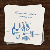 Whimsical Hand Drawn Hanukkah Party Trendy Custom Servet